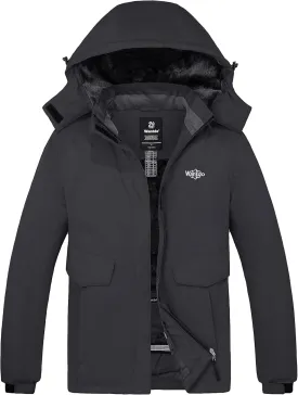 Wantdo Women's Waterproof Ski Jacket Warm Winter Coat Windproof Snow Coats Warm Fleece Raincoat