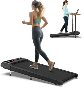 WELLFIT Walking Pad with 10% Incline, Under Desk Treadmills with Voice Control Mute Remote,Lightweight Portable Treadmill for Home Small Office, 2.5HP Quiet Walking Pads Work with KINOMAP Apple Health