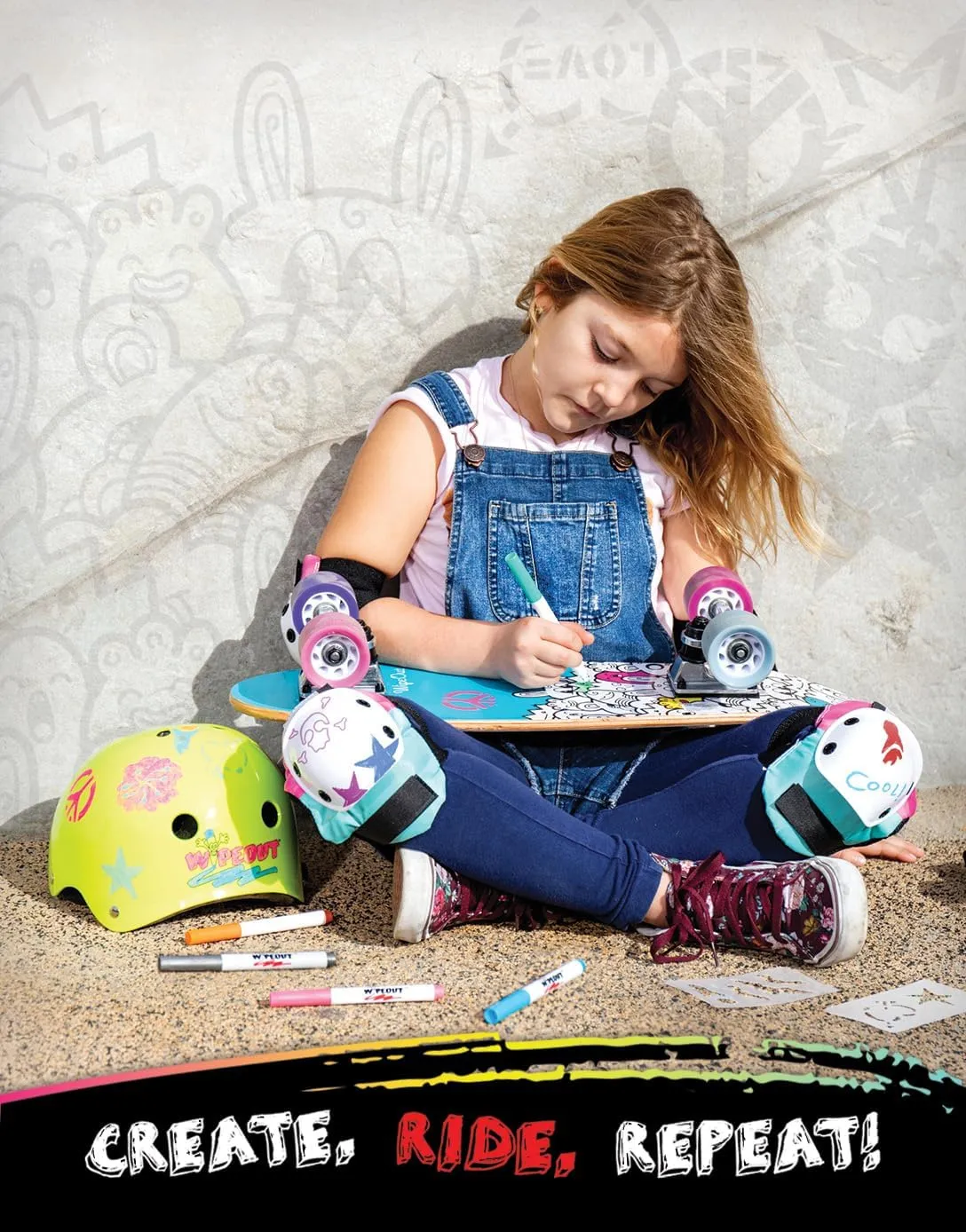 Wipeout Dry Erase Kids Helmet  Ideal for Bike, Skate, Scooter, in-Line Skating and Rollerblading