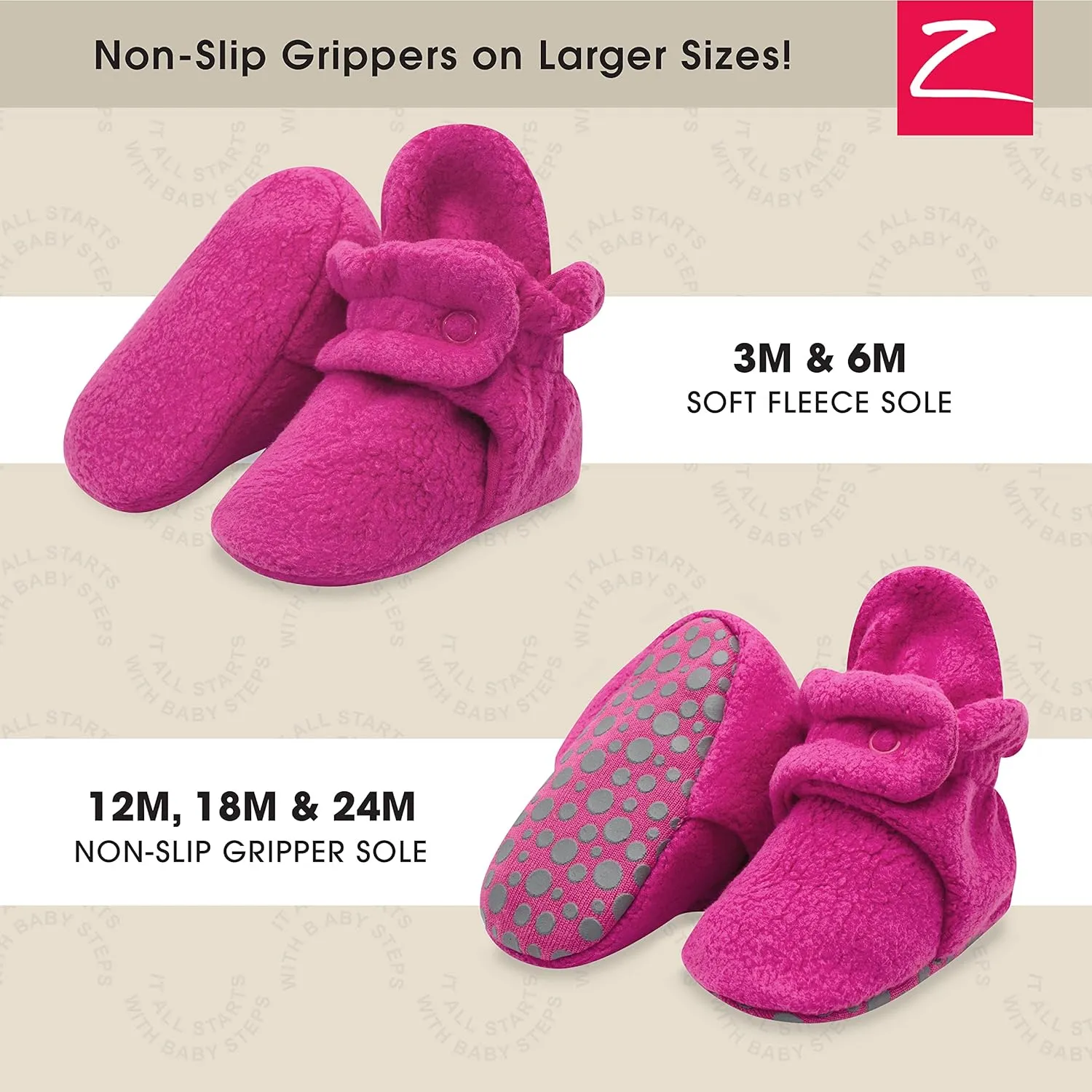 Zutano Unisex Fleece Baby Booties, Two Snap Closure, Newborn to 24 Months
